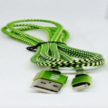 صورة Braided iphone-USB Data Cable-Black/Green