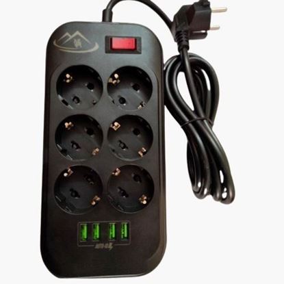 صورة Se6403 Power Strip - 6 Ac Sockets - 4 Usb Fast Charge  - Black